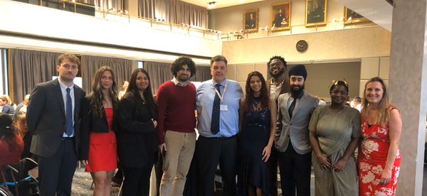 A cohort of Press Association Academy apprentices standing together for a group photograph