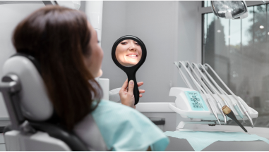 Woman in dentist chair