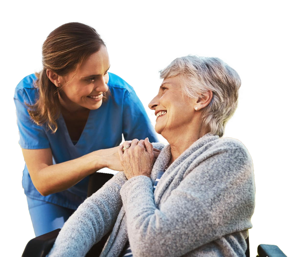 Woman and nurse