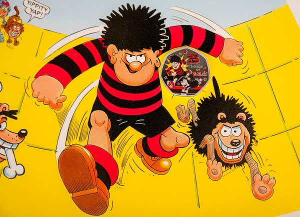 EDITORIAL USE ONLY Royal Mint, Dennis The Menace 50p coin. The Royal Mint and Beano collaboration sees the prankster, wearing