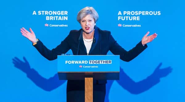 File photo dated 18/05/17 of Conservative party leader Theresa May, as the party could win a majority of more than 100 seats 