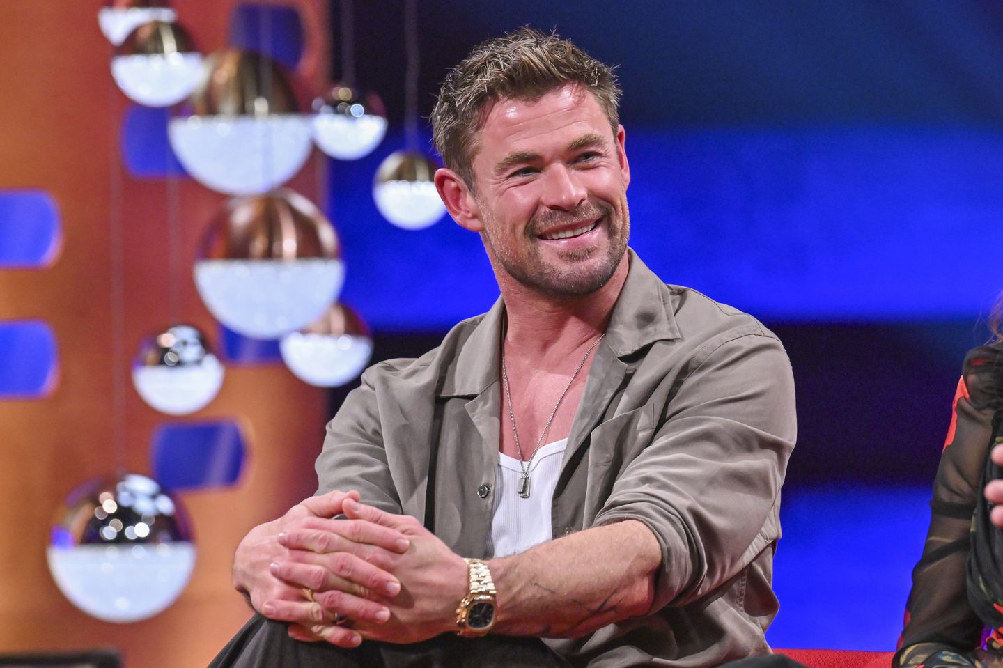 Chris Hemsworth during filming for the Graham Norton Show, at BBC Studioworks 6 Television Centre, Wood Lane, London.