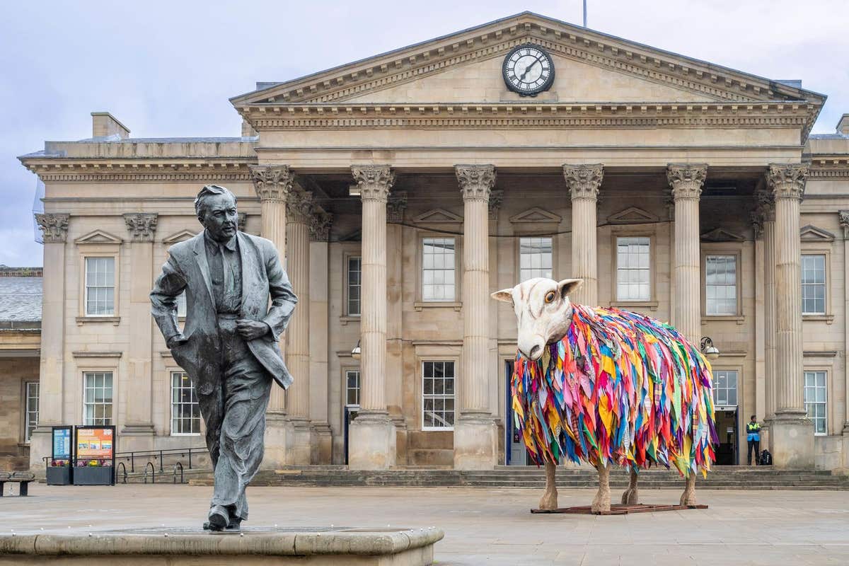 EDITORIAL USE ONLY ‘Mother Sheep (Aina)’, a 4.5m tall sculpture, which is part of HERD, a soundscape project devised by compo