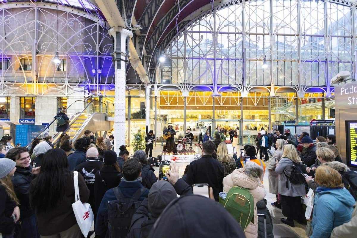 EDITORIAL USE ONLY Jazz and neo-soul inspired artist Ashaine White kicks off a series of surprise live gigs at train stations