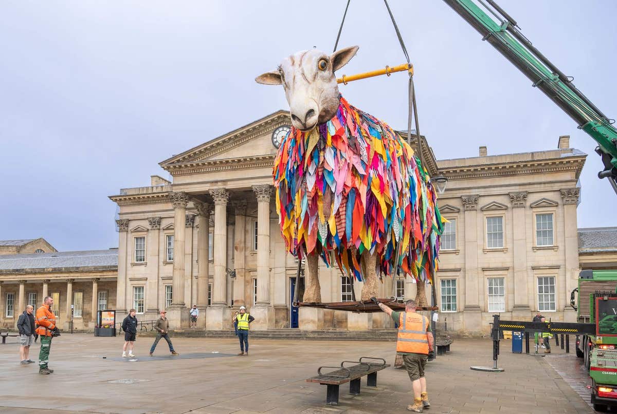 EDITORIAL USE ONLY ‘Mother Sheep (Aina)’, a 4.5m tall sculpture, which is part of HERD, a soundscape project devised by compo
