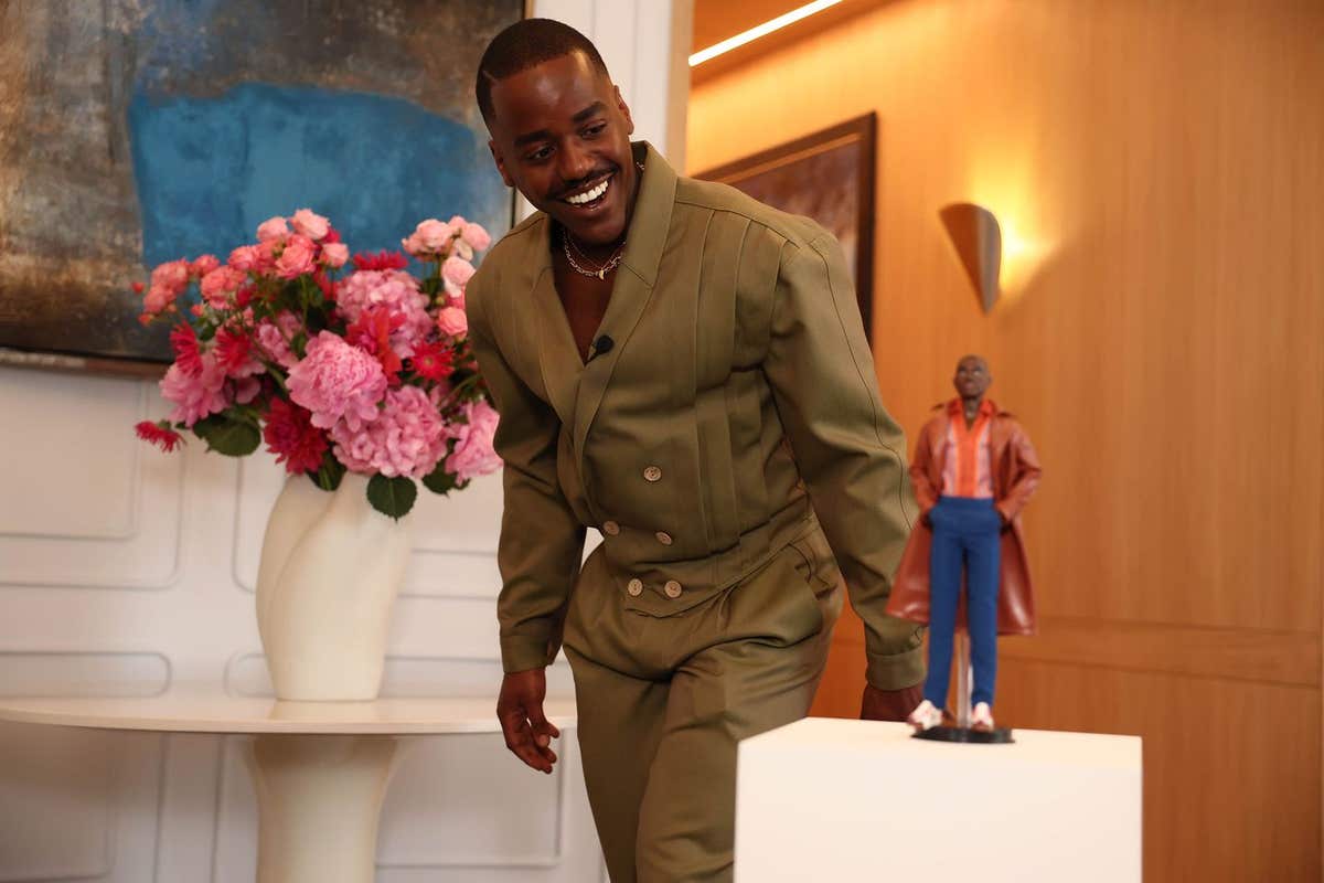 EDITORIAL USE ONLY Actor Ncuti Gatwa receives his very own Doctor Who Barbie doll, which will be revealed to fans for the fir
