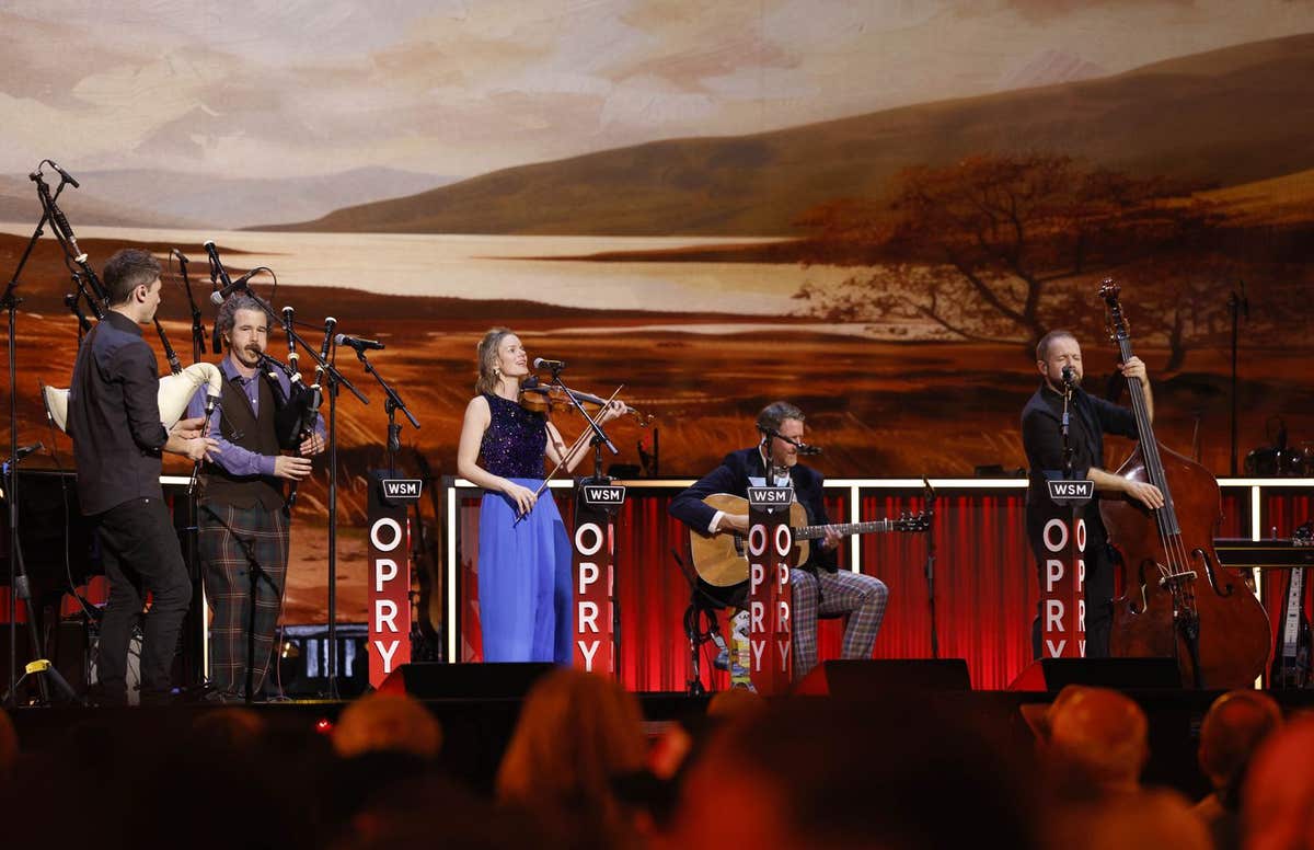 EDITORIAL USE ONLY Scottish folk group, Breabach, perform during Grand Ole Opry: Live in London, at the Royal Albert Hall, wh
