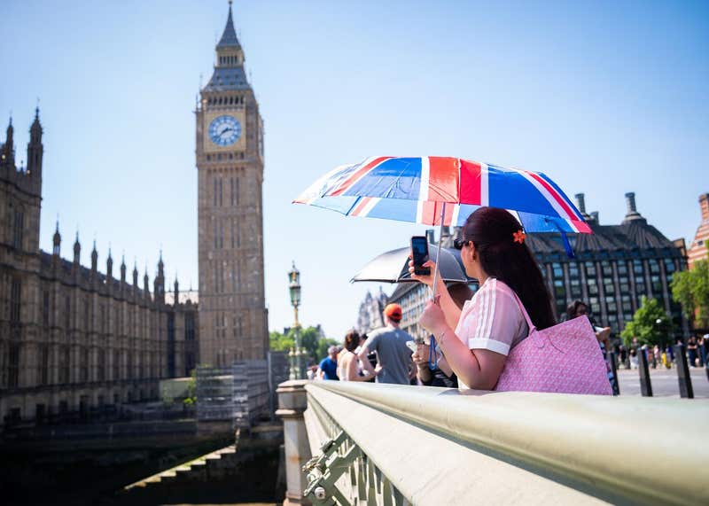 Union Jack umbrella in front of Big Ben