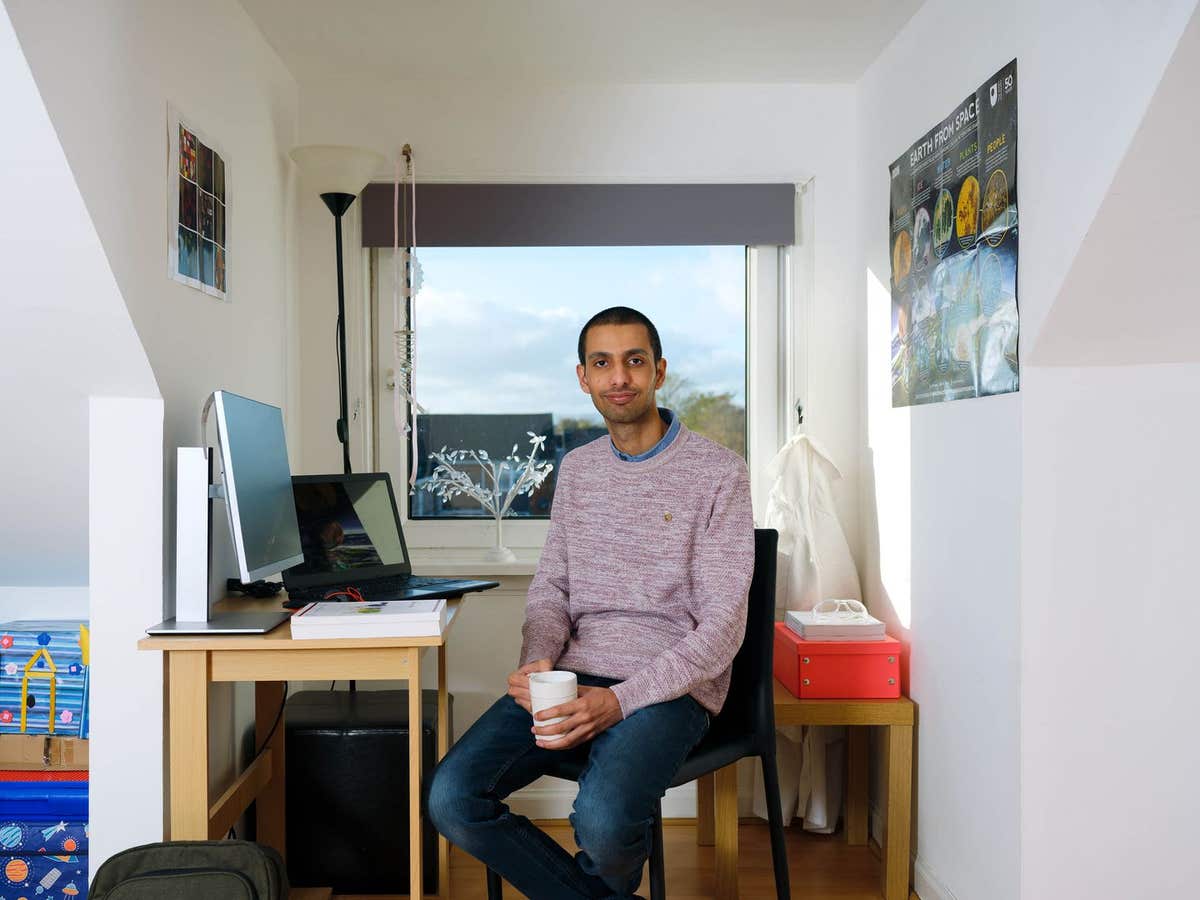 EDITORIAL USE ONLY Ali Salik, an organic geochemistry technician and Open Degree graduate from Falkirk, Scotland, has his por