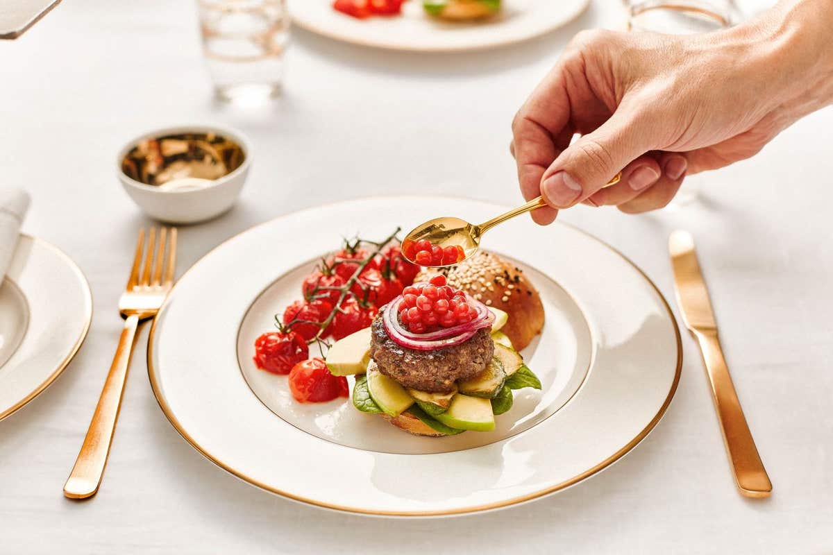 Heinz product launch, to commemorate 150 year anniversary with a plate of ketchup caviar product