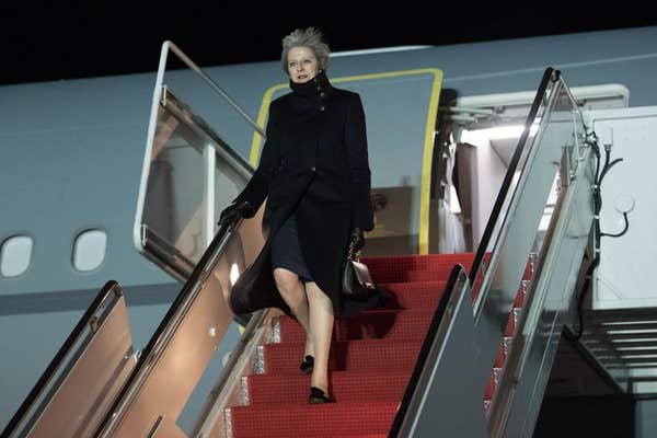 Prime Minister Theresa May arrives at Andrew’s Air Force Base in Washington DC, USA, ahead of tomorrow’s meeting with US Pres