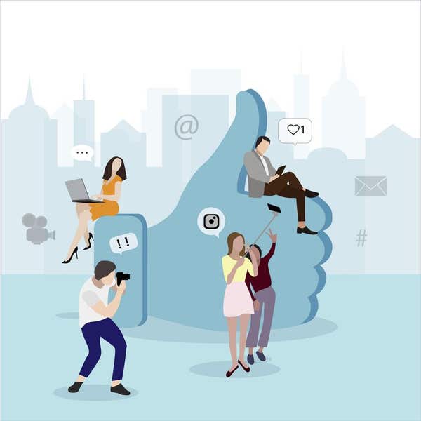 RN913C Social media network concept. Symbol like and people. Illustration of social media network, online community, like and