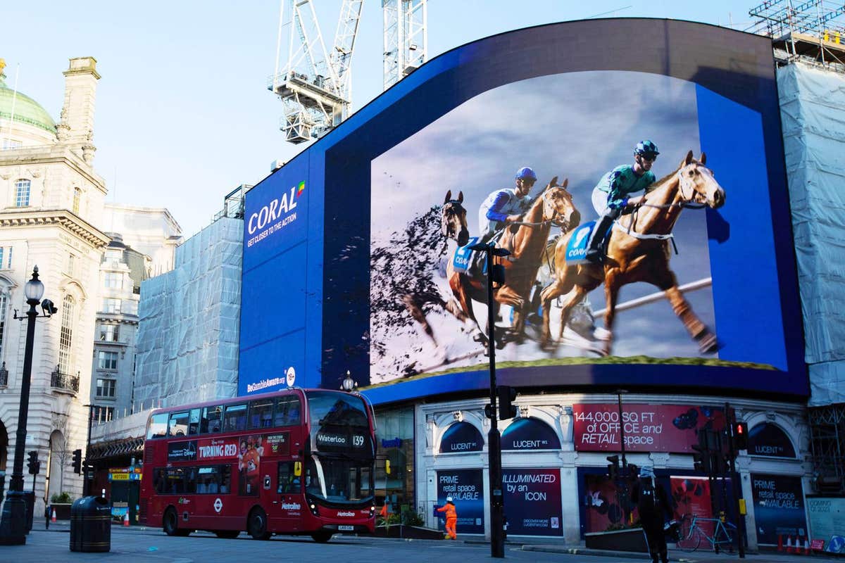 EDITORIAL USE ONLY A 3D DeepScreen digital sequence featuring visuals from Coral’s new ‘Your Horse’ campaign is unveiled at P