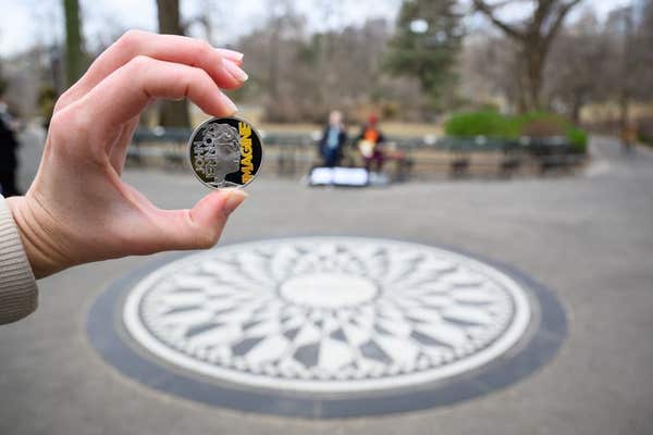 EMBARGOED TO 0001 FRIDAY MARCH 14 EDITORIAL USE ONLY A collectable coin featuring John Lennon and the word ‘Imagine’ is unvei