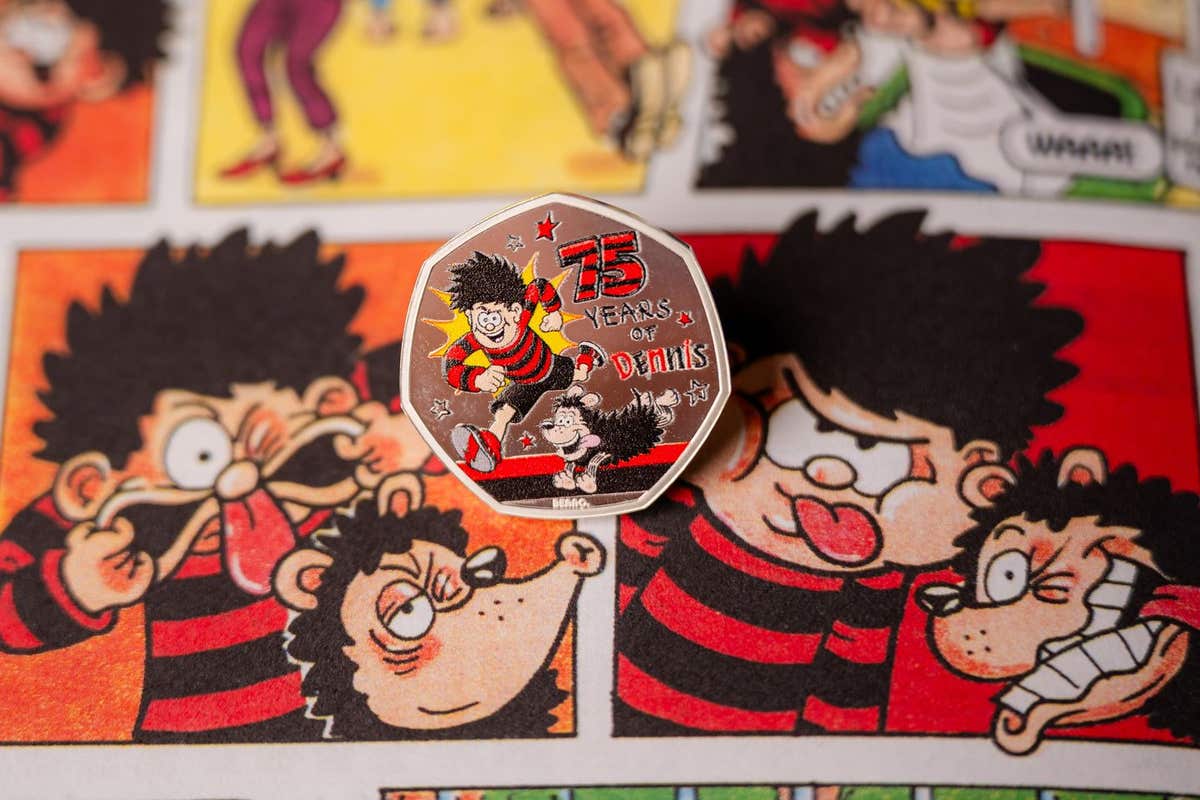 EMBARGOED TO 0001 THURSDAY FEBRUARY 19 EDITORIAL USE ONLY A Dennis The Menace 50p coin unveiled by The Royal Mint in partners