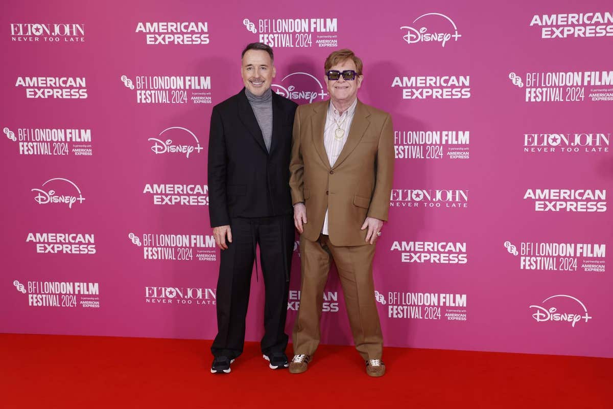 EDITORIAL USE ONLY David Furnish and Elton John attend the European premiere of ‘Elton John: Never Too Late’ at this year’s A