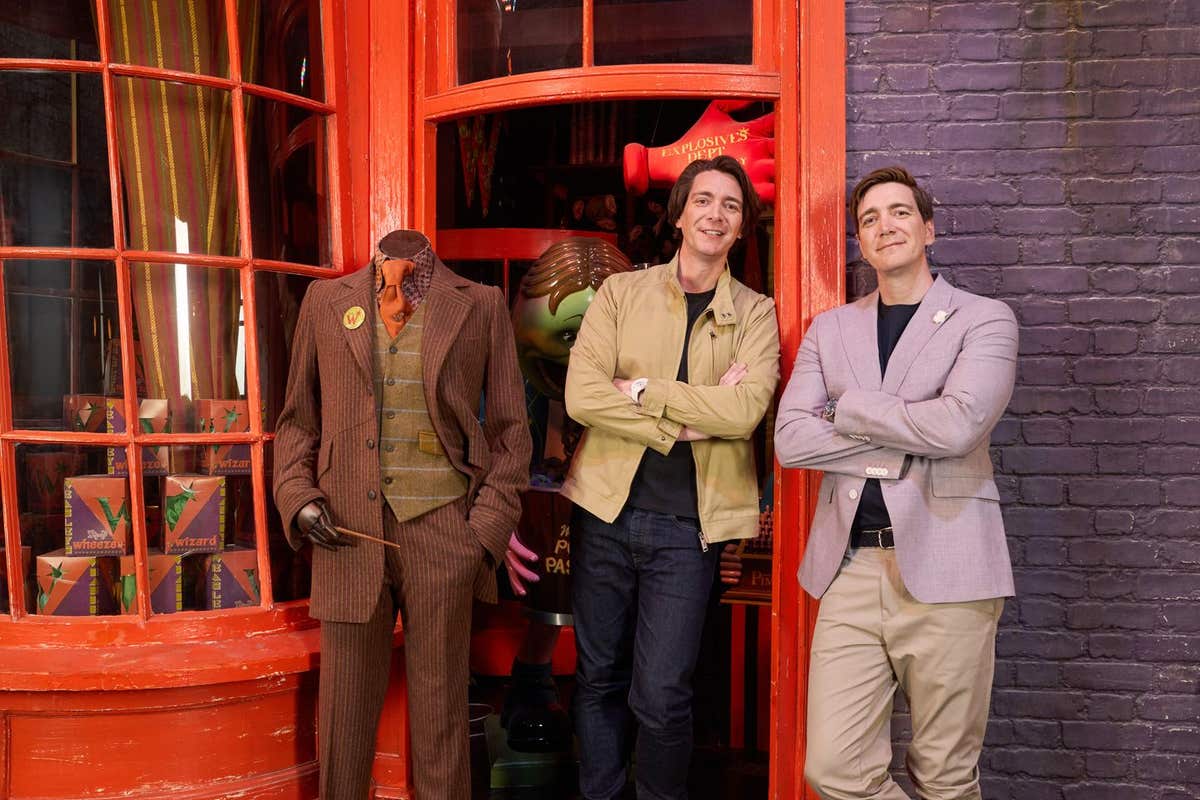 EDITORIAL USE ONLY James and Oliver Phelps, visit Warner Bros. Studio Tour London – The Making of Harry Potter in Leavesden t