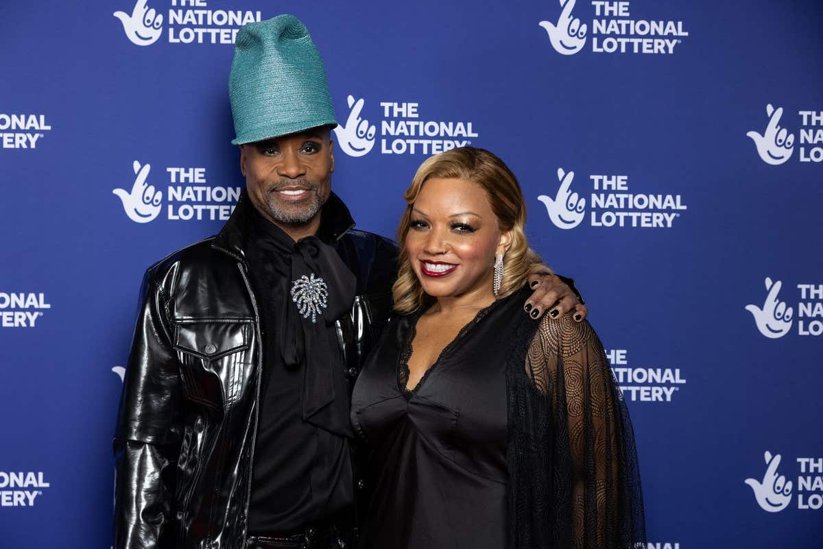 EDITORIAL USE ONLY Billy Porter and Marisha Wallace attend the National Lottery’s Big Night of Musicals red carpet at the AO
