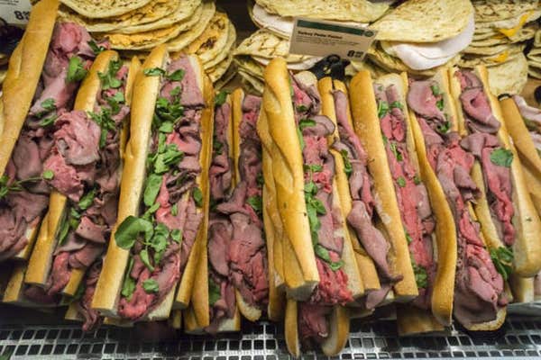 Roast beef sandwiches in the new Whole Foods Market in Newark, NJ on opening day Wednesday, March 1, 2017. The store is the c