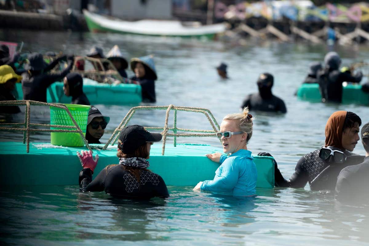 EDITORIAL USE ONLY Paralympian swimmer Ellie Simmonds visits Indonesia’s Spermonde Archipelago to take part in ‘Sheba Hope Gr