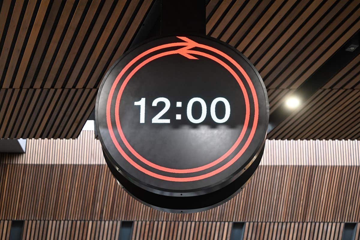 EDITORIAL USE ONLY A new 1.8-metre-tall railway timepiece is unveiled at London Bridge station, designed by Design Bridge and