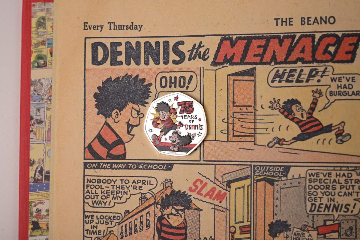 EDITORIAL USE ONLY Royal Mint, Dennis The Menace 50p coin. The Royal Mint and Beano collaboration sees the prankster, wearing