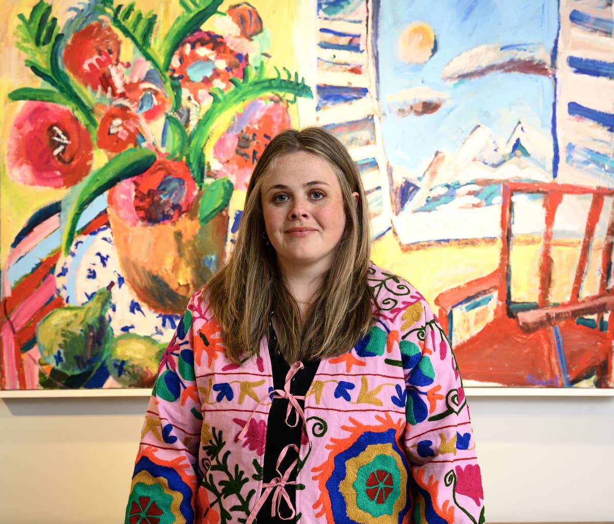 EDITORIAL USE ONLY Emily Powell at the preview for her solo exhibition, Emily Powell: Paintings on Prescription, at London’s