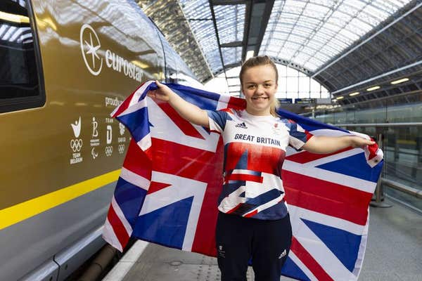 EDITORIAL USE ONLY Paralympic gold medallist, Maisie Summers-Newton attends the unveiling of Eurostar’s first ever Golden Tra