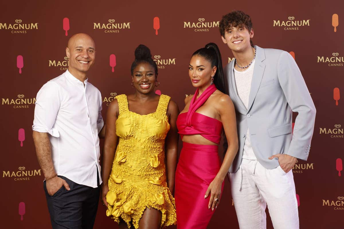 EDITORIAL USE ONLY (Left to right) Dr Robert Alexander, Clara Amfo, Nicole Scherzinger, and Jvke arrive at the Magnum Pleasur