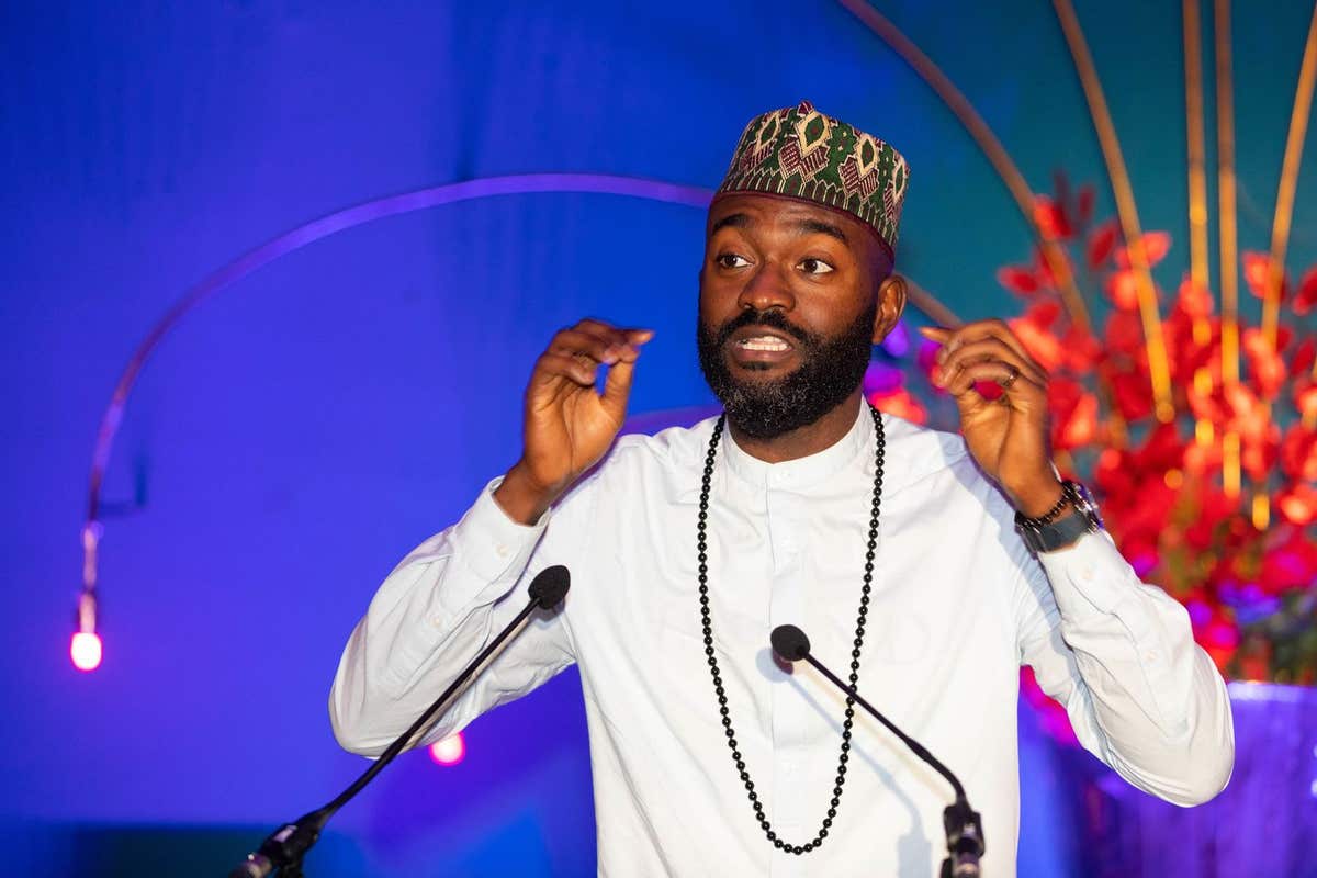 EDITORIAL USE ONLY Inua Ellams speaks at the programme launch of We Are Lewisham, the Mayor’s London Borough of Culture 2022,