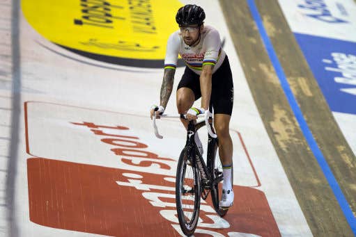 Bradley Wiggins pictured after winning the last day of the Zesdaagse Vlaanderen-Gent six-day indoor cycling race at the indoo
