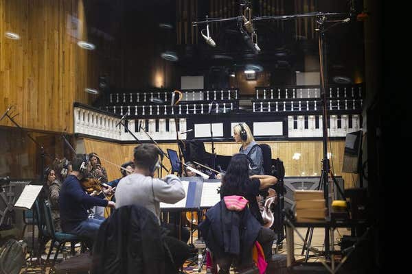 EDITORIAL USE ONLY Mel Raeburn records her version of Sonnet for the 2024 John Lewis Christmas advert at Londons Angel Stu