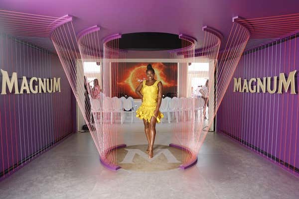 Celebrities at the Magnum stand for the Cannes film festival event. A social media campaign.