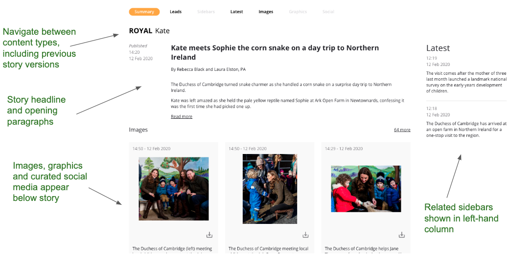 The story view from the Create product